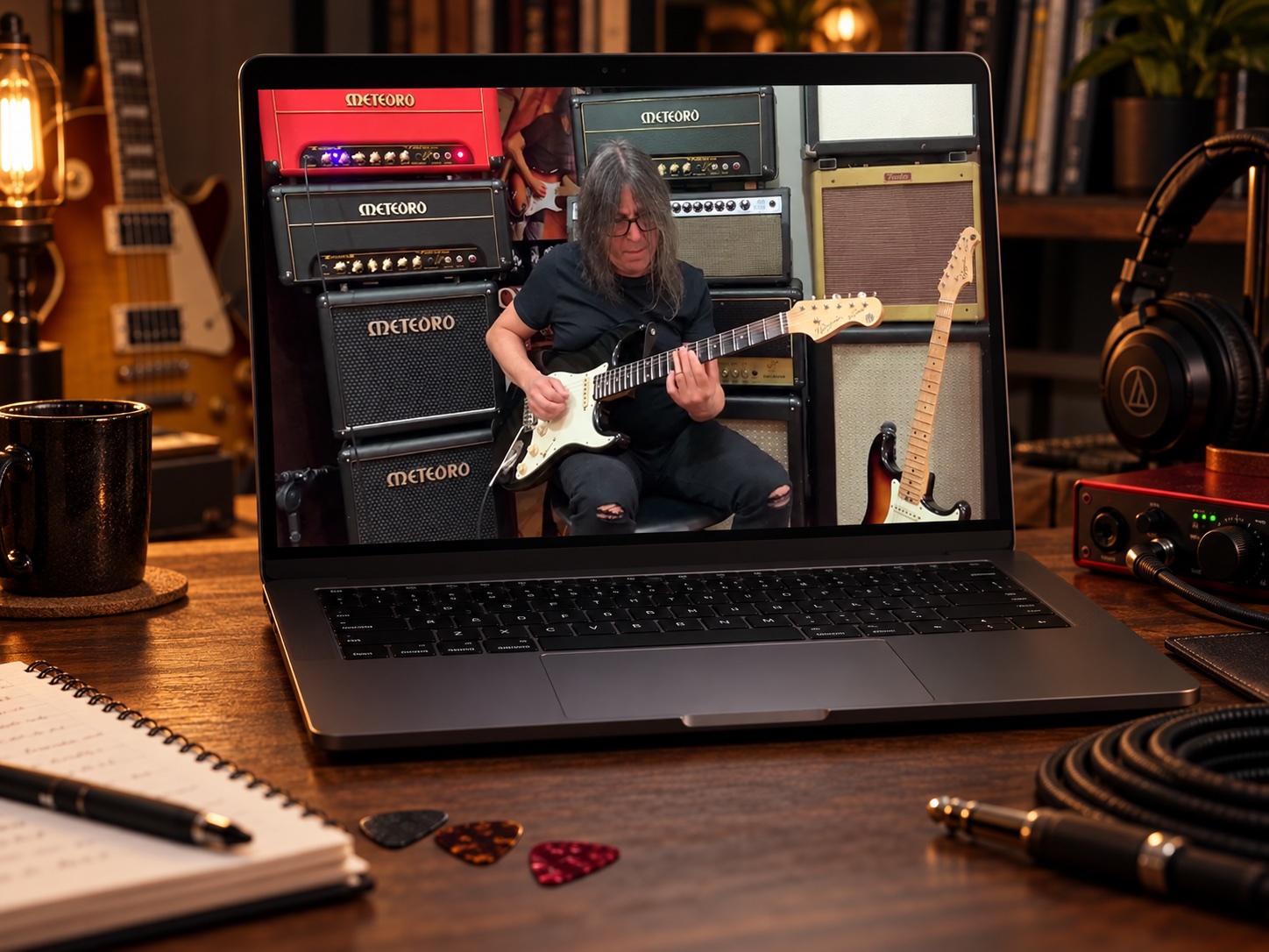 Mockup da Jam Session Faiska e Você em um notebook